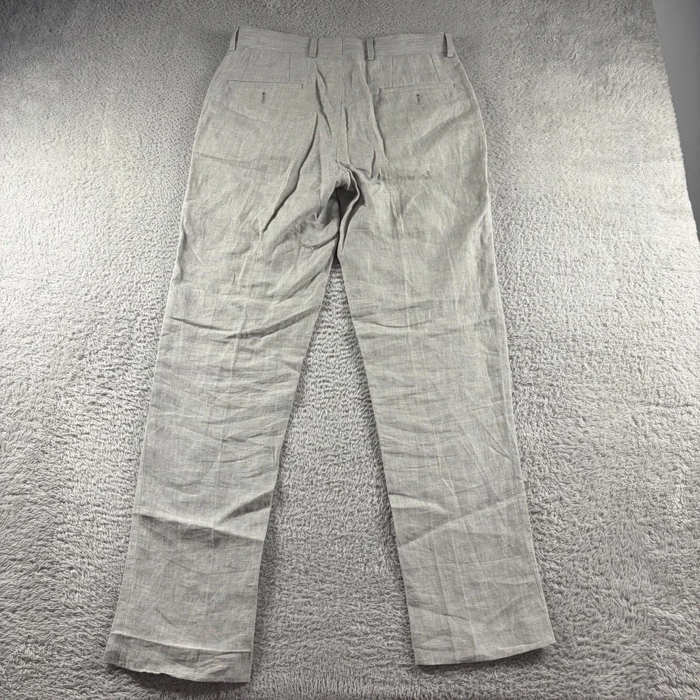 Bar 3 Slim Fit 100% Linen Pants Mens 30x30 Light Gray Chino Dress Pants Beach